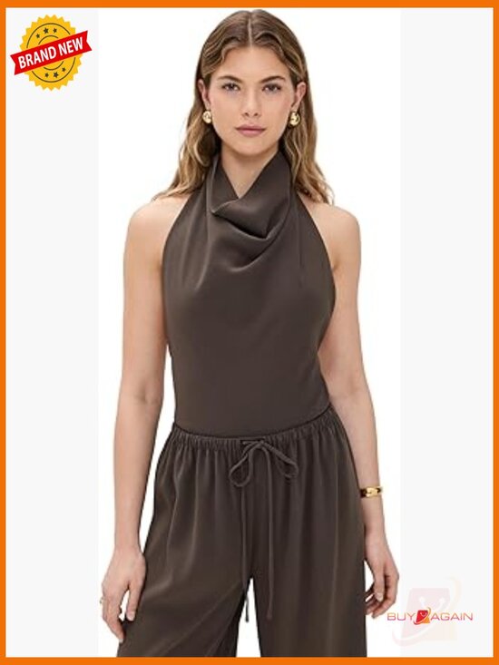 Other - Vintage Crepe Bodysuit Cowl Neck Sleeveless Size Medium